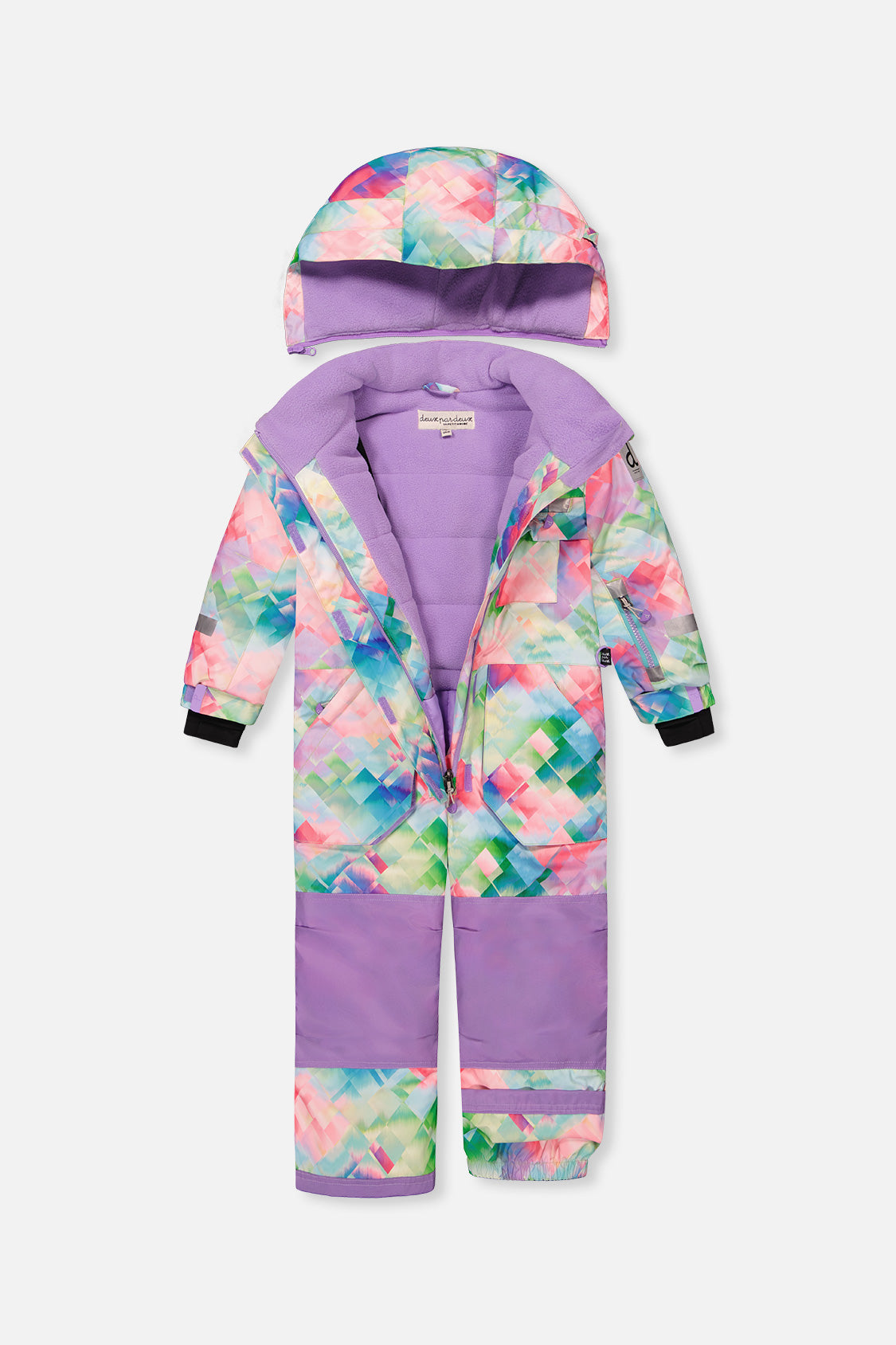 Deux par Deux Kids One Piece Play Snowsuit Multicolor Diamond Print