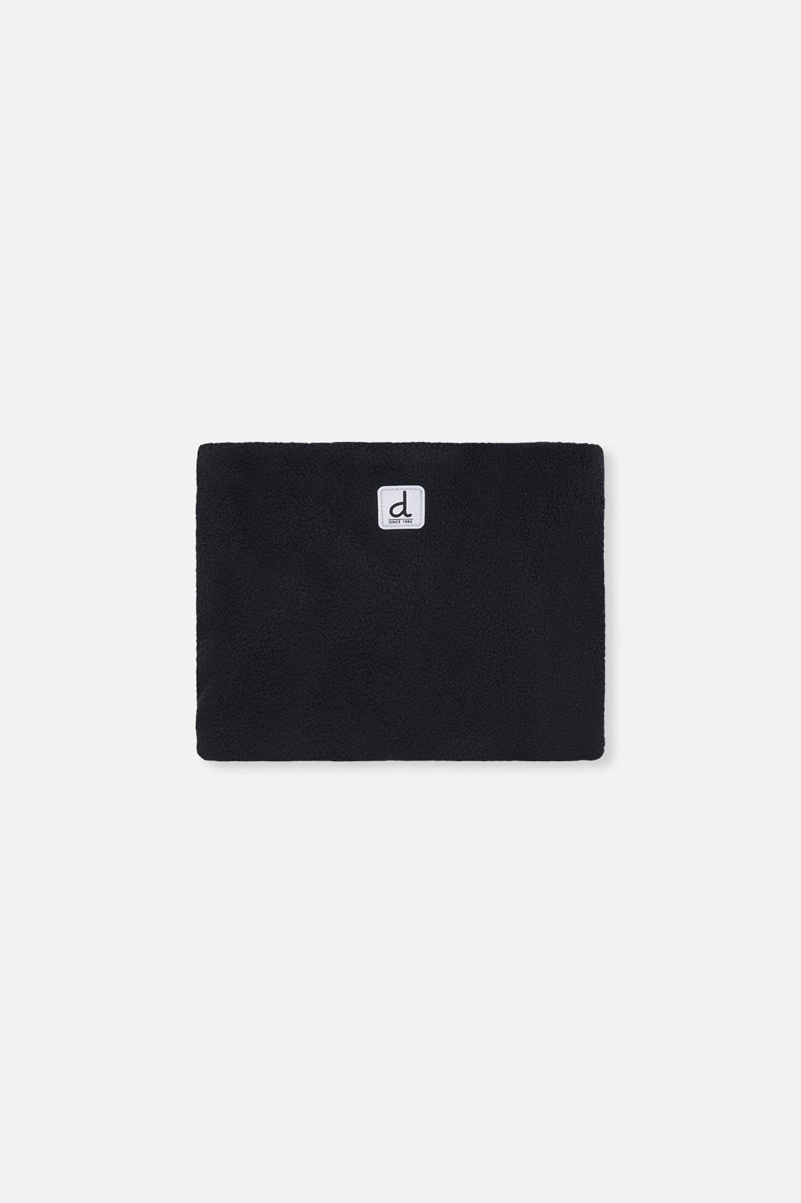 Black fleece neckwarmer included with the purple floral snowsuit
