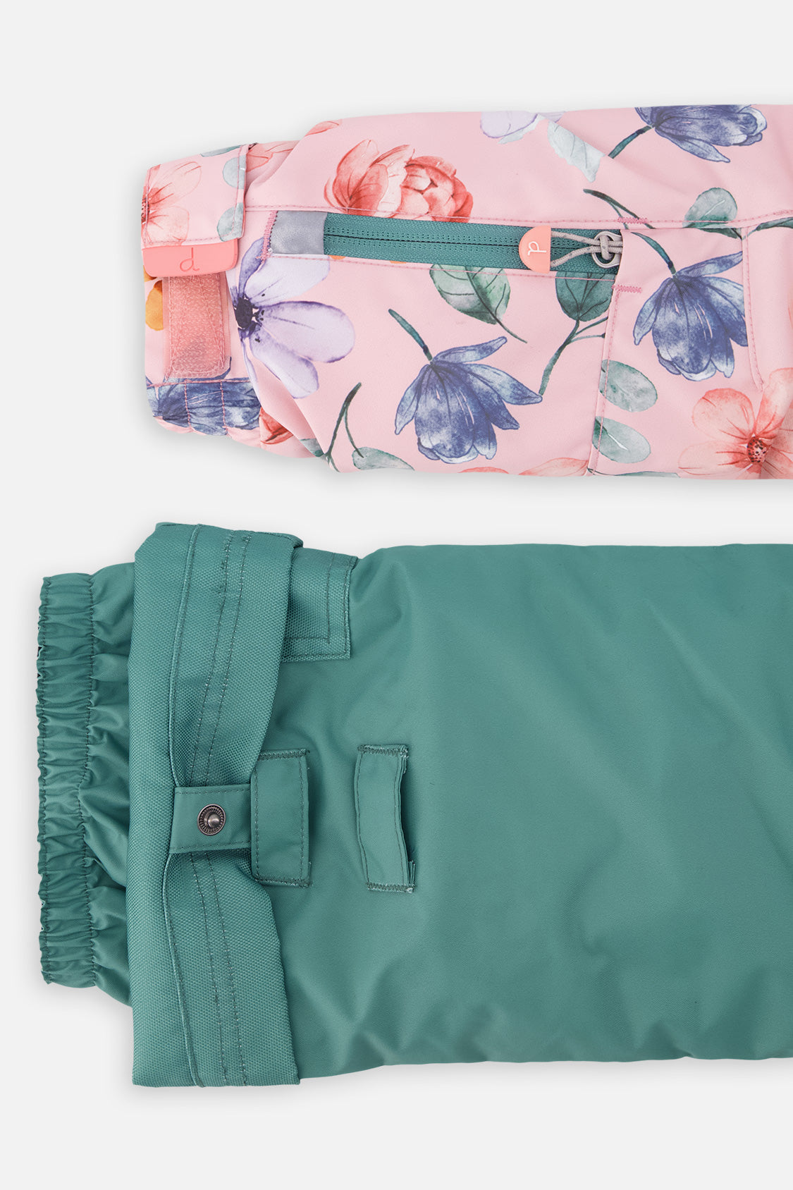 Deux par Deux Two Piece Play Snowsuit Pink Vintage Floral Print