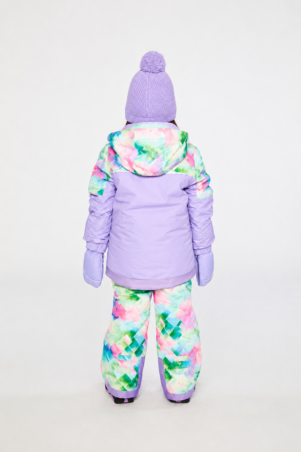 Two Piece Play Snowsuit Multicolored With A Diamond Pattern-4