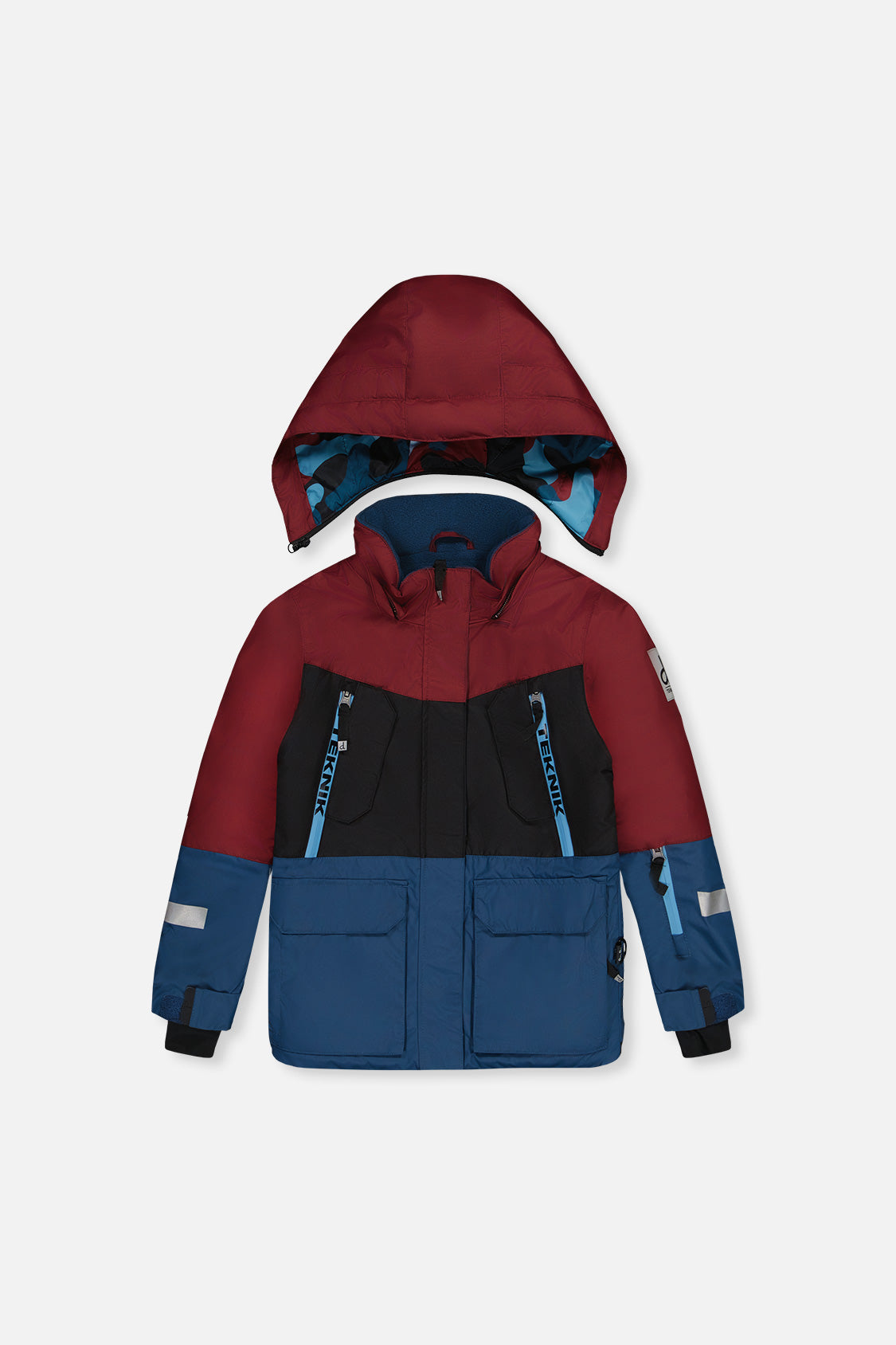 Two Piece Teknik Snowsuit Blue And Red Camouflage-2