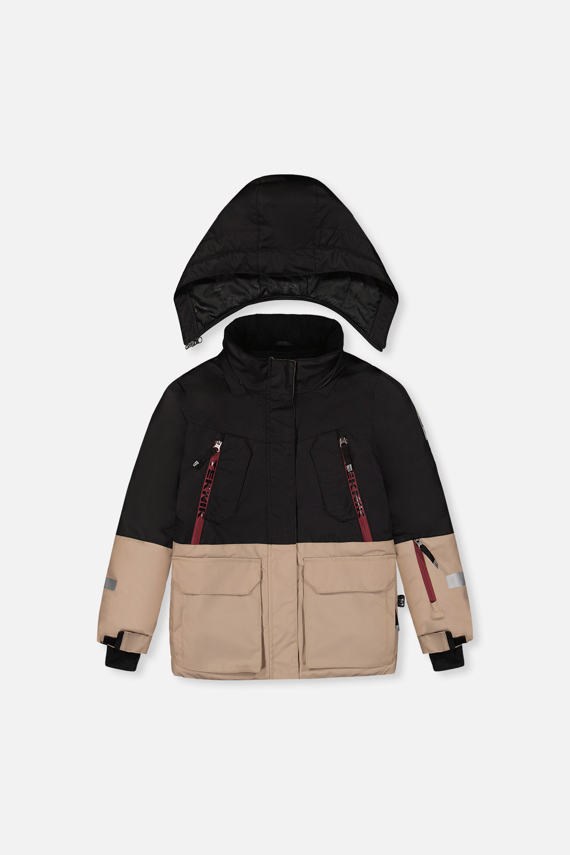 Two Piece Teknik Snowsuit Black Beige And Burgundy-4