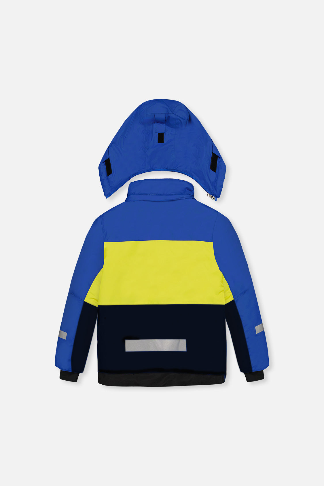 Deux par Deux boys' TEKNIK two-piece snowsuit in royal blue and yellow, alternate view