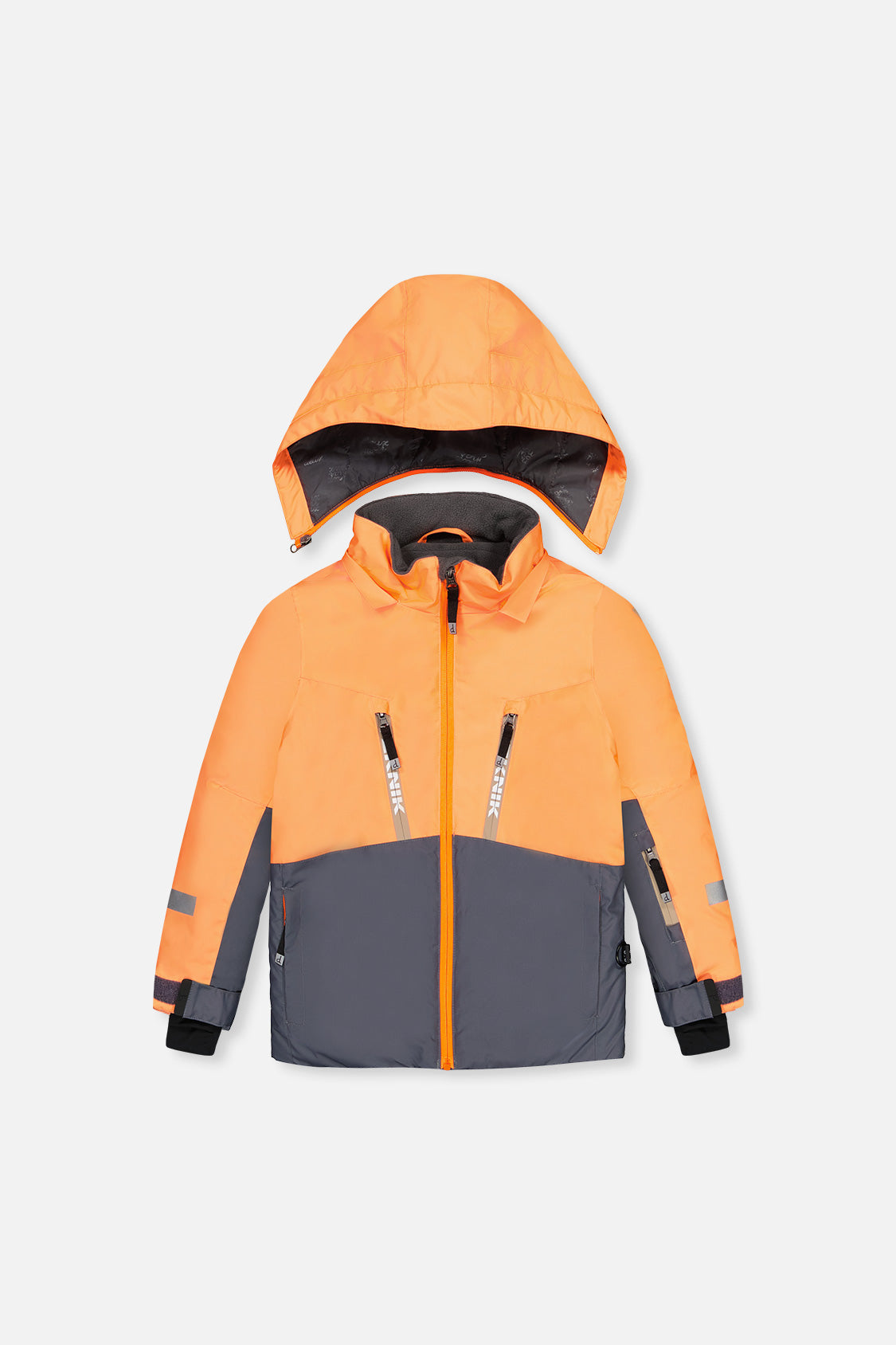 Two Piece Teknik Snowsuit Bright Orange Grey And Taupe-4