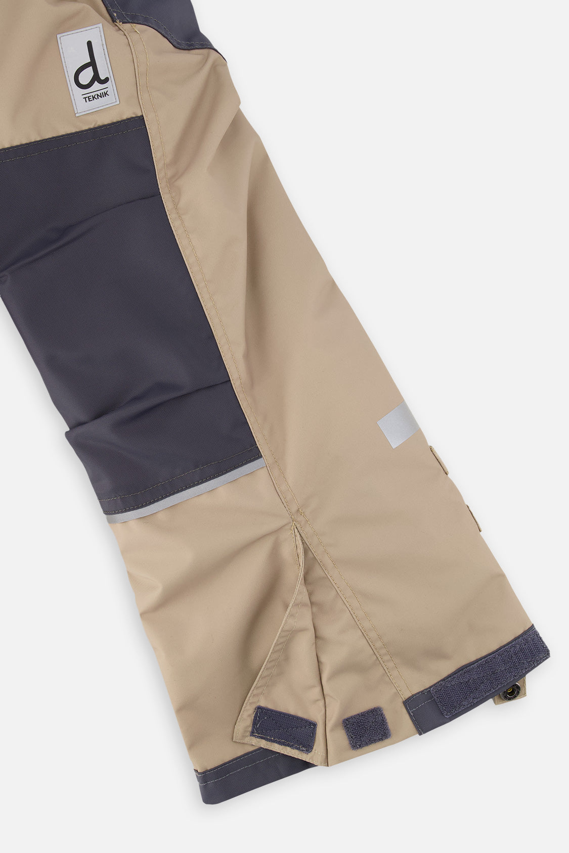 Deux par Deux boys' TEKNIK two-piece snowsuit in bright orange, grey and taupe, extra product view