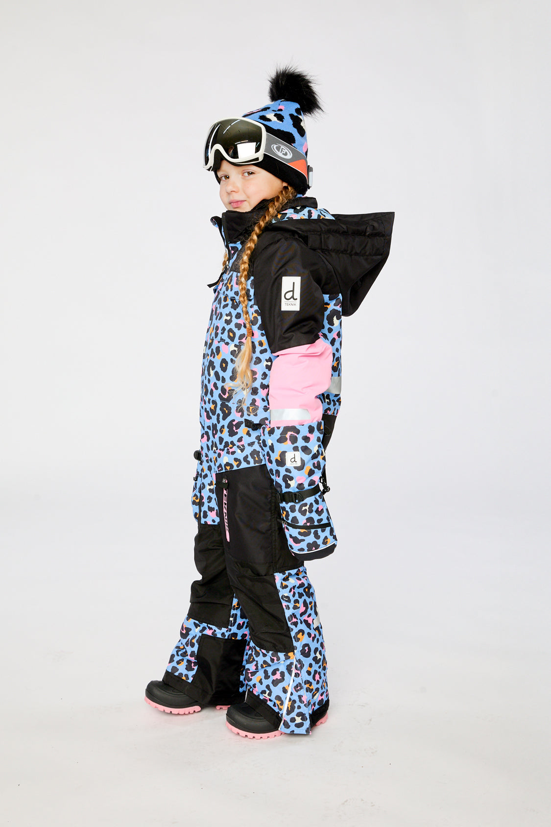 Kids One Piece Teknik Blue Leopard Print-3