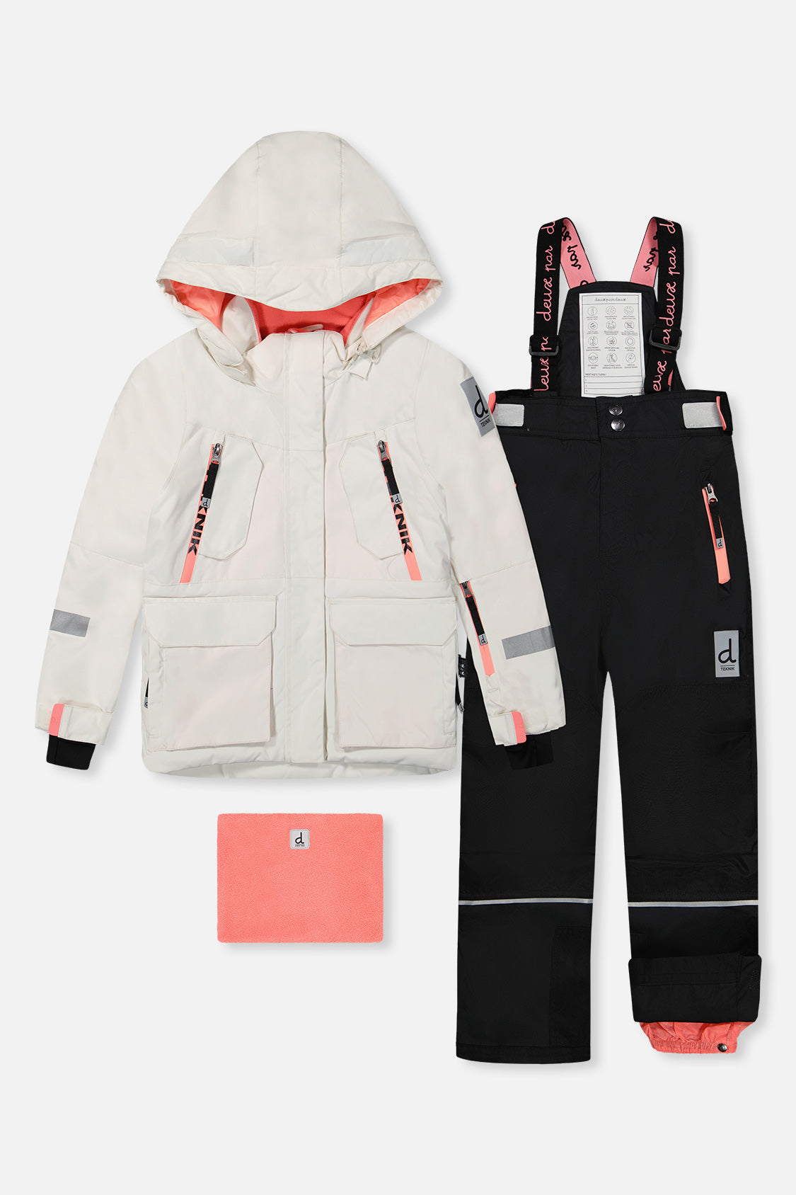Two Piece Teknik Snowsuit Off-White And Pink With Black Pants-0