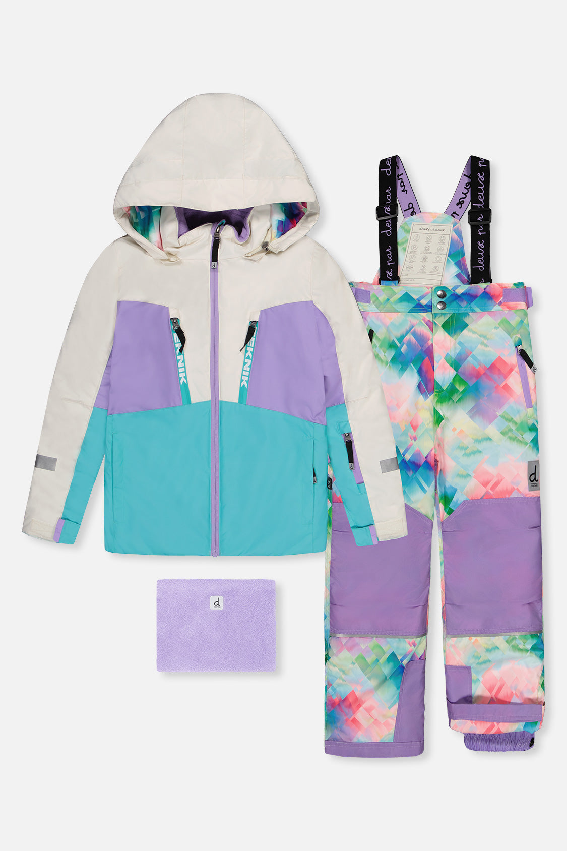 Two Piece Teknik Snowsuit Multicolored With A Diamond Pattern-0