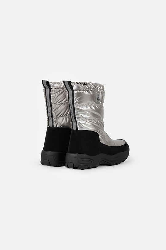 Nylon Quilted Winter Boots Silver-2