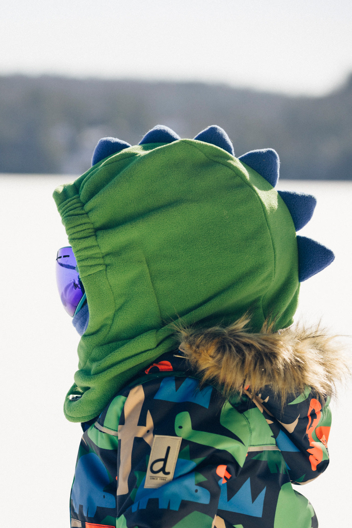 Oversized Dino Polar Balaclava For Ski Helmet Bright Green-2