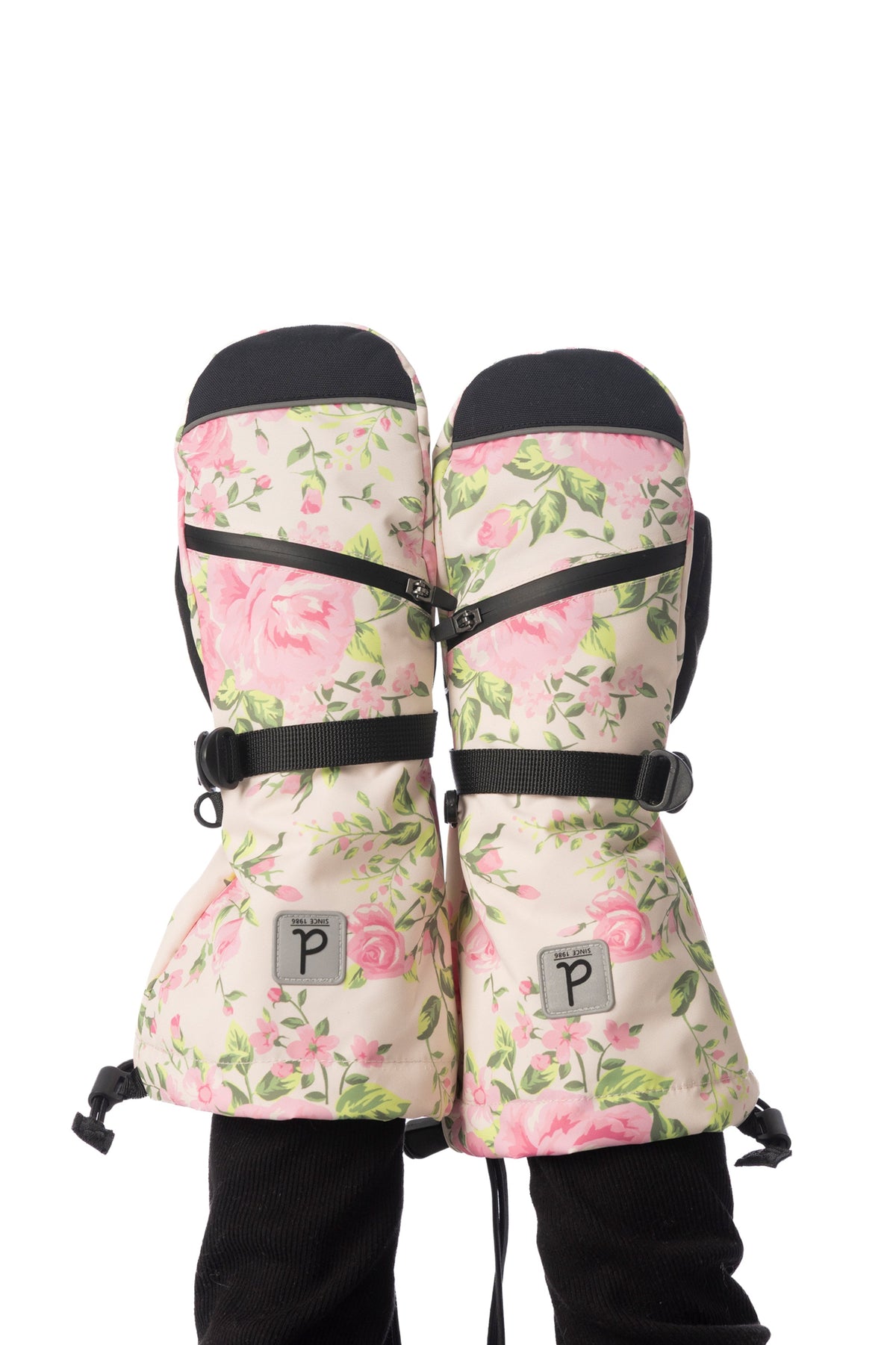 Winter Mittens Teknik Beige Vintage Rose Print-1