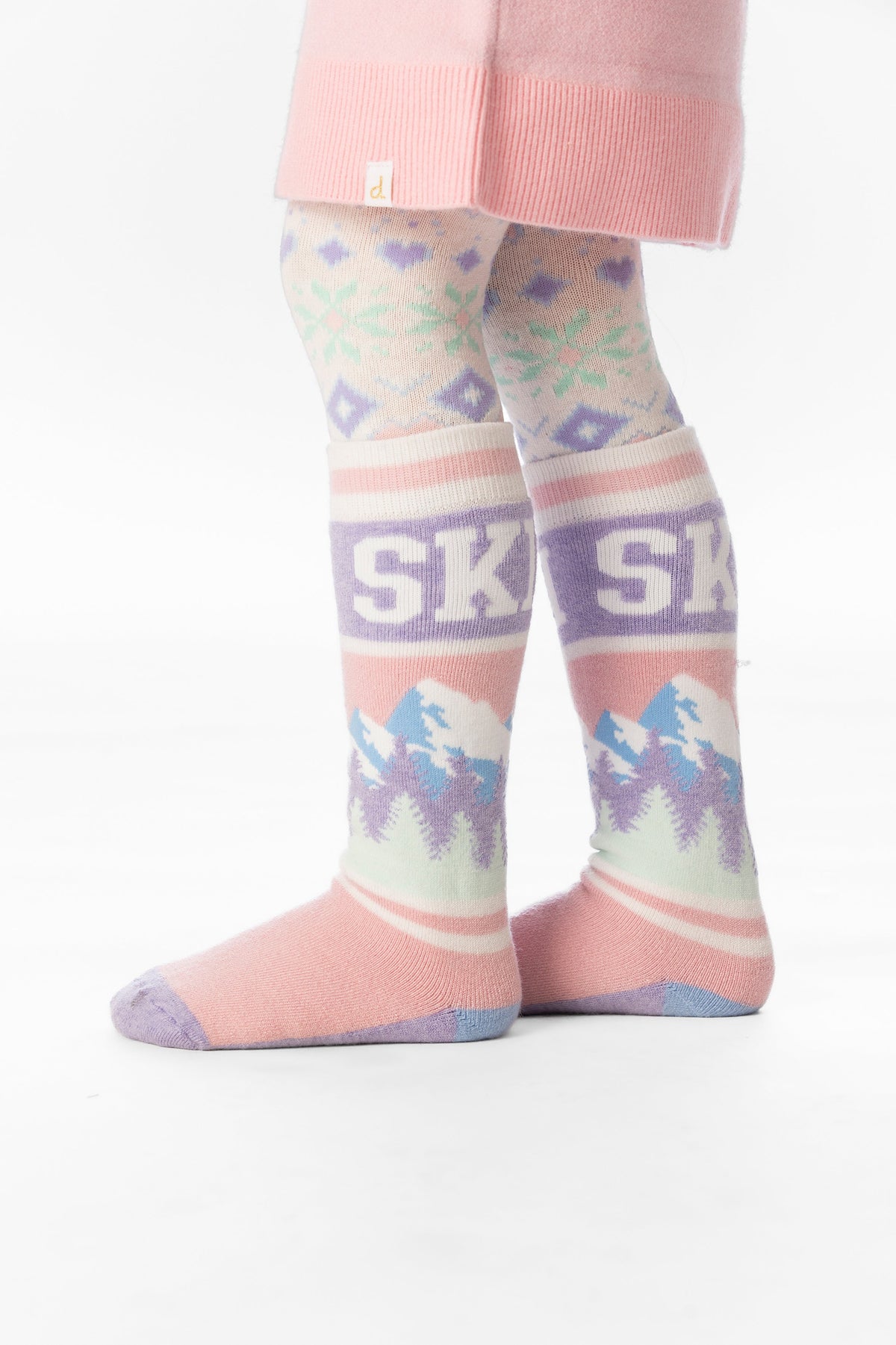 Deux par Deux Ski Socks Light Pink
