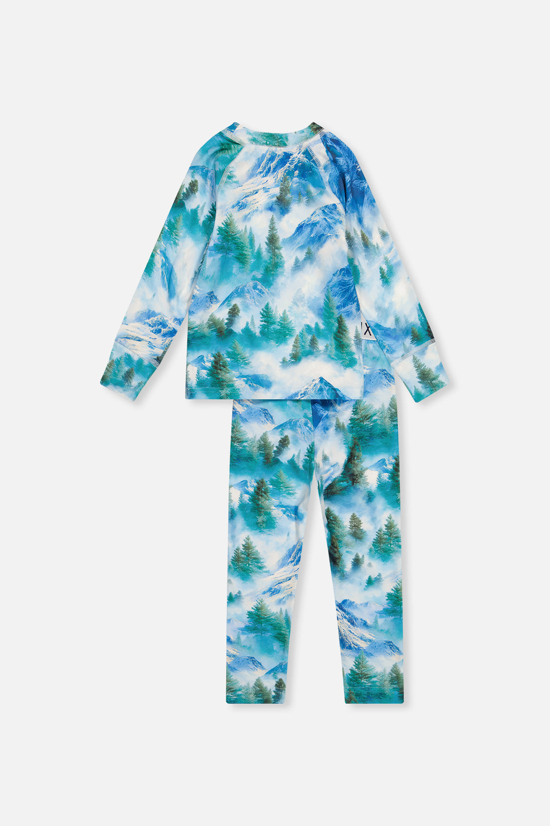 Two Piece Thermal Underwear Blue Mountain Print-4