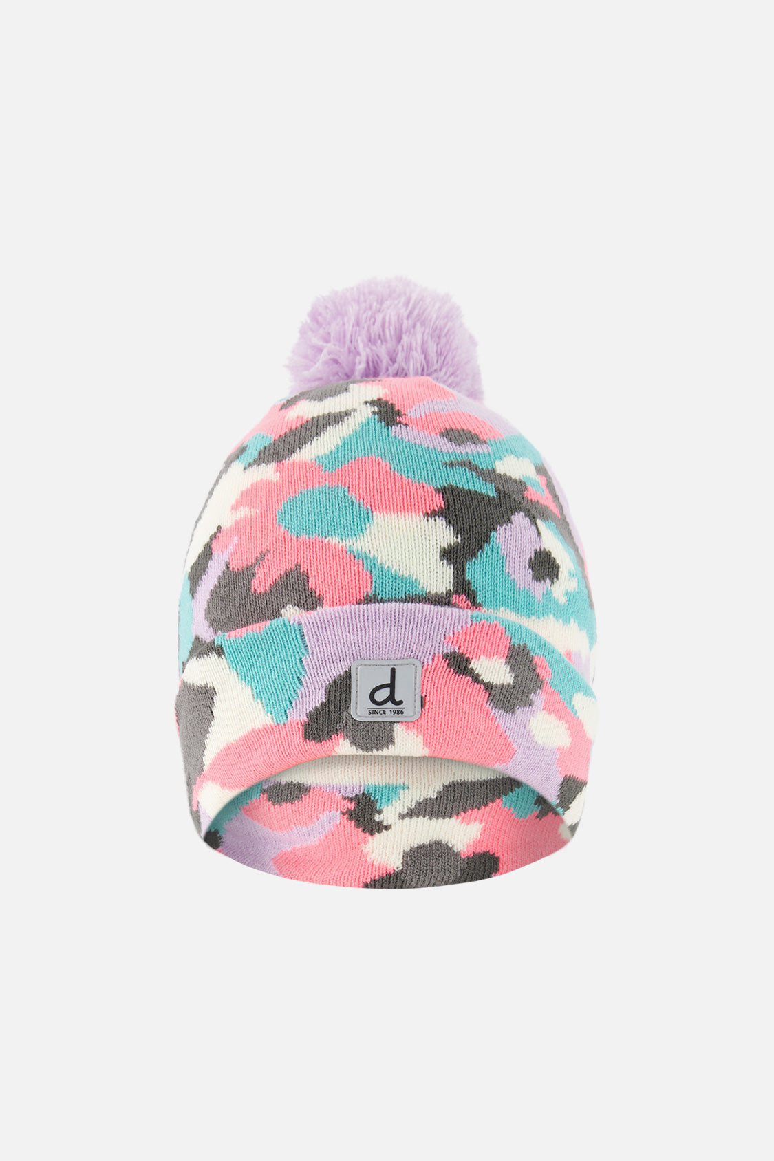Winter Knit Hat With Pompom Coral Camouflage-0