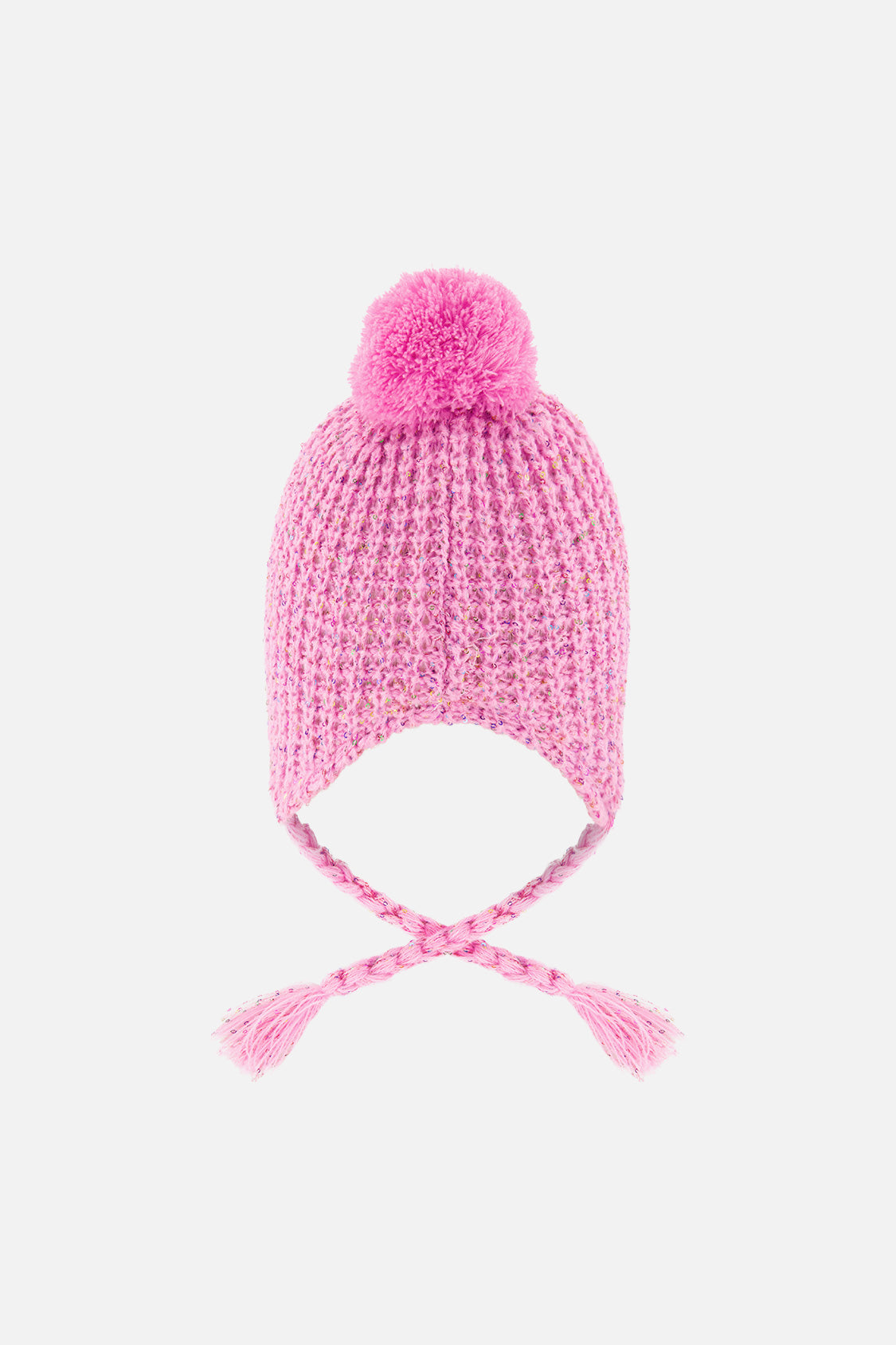 Baby Winter Peruvian Knit Hat With Pompom Pink-2