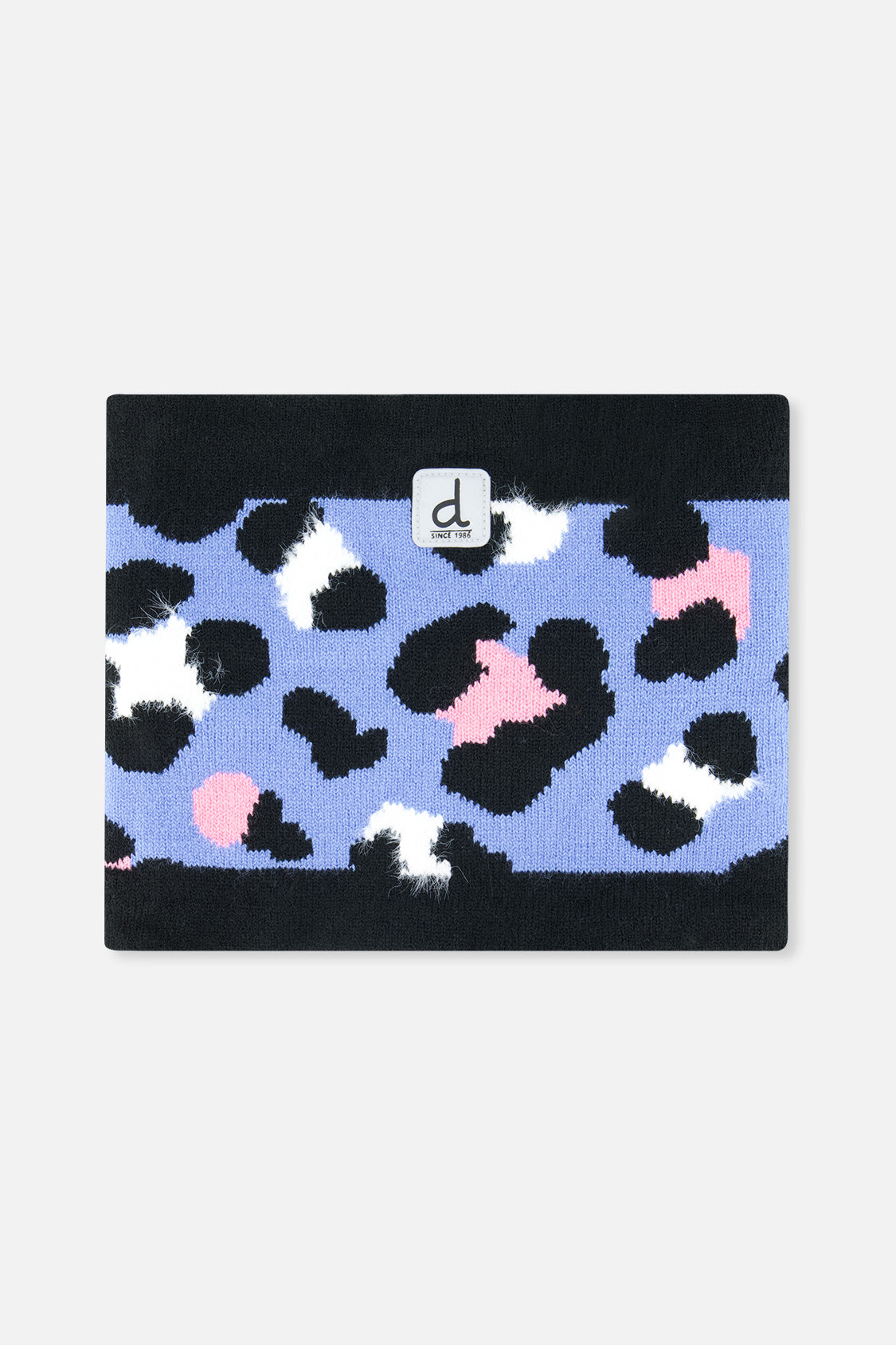 Winter Knit Neckwarmer Blue Leopard Print-0