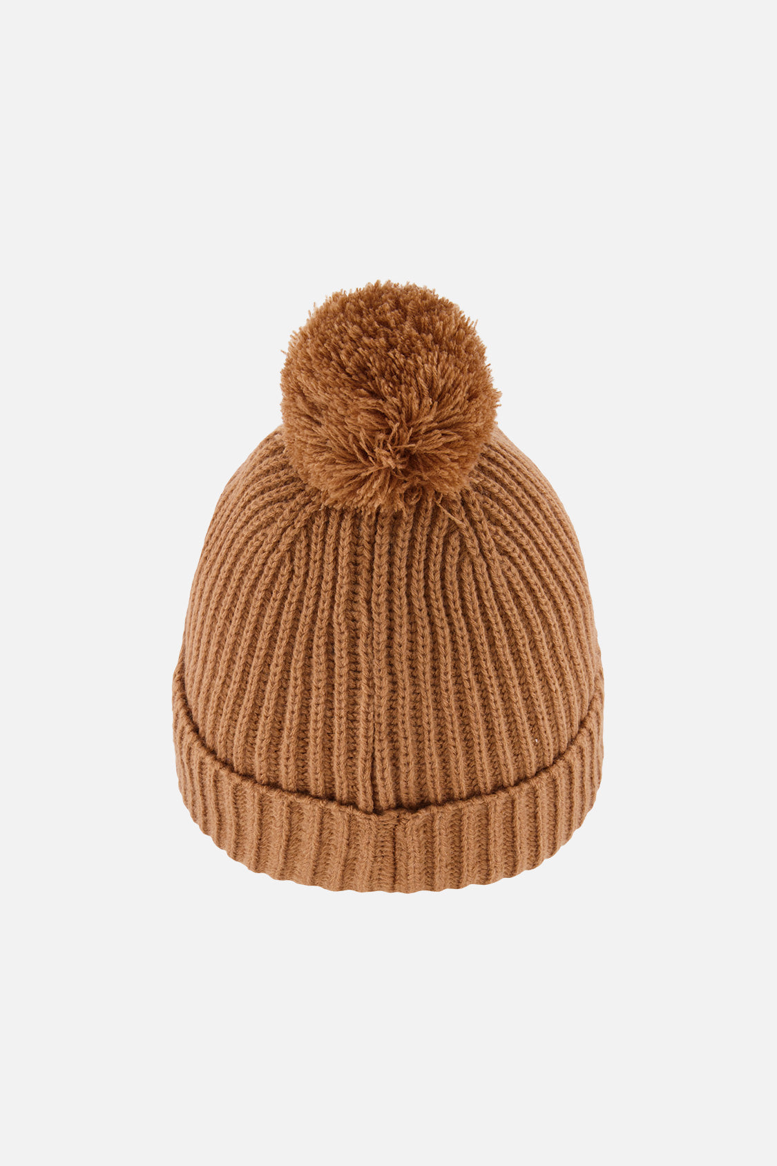 Winter Knit Hat With Pompom Brown-2