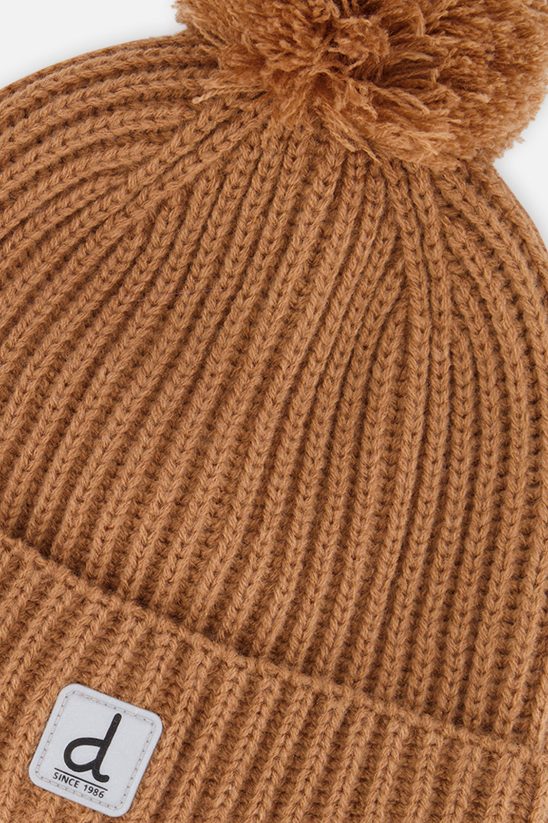 Winter Knit Hat With Pompom Brown-3