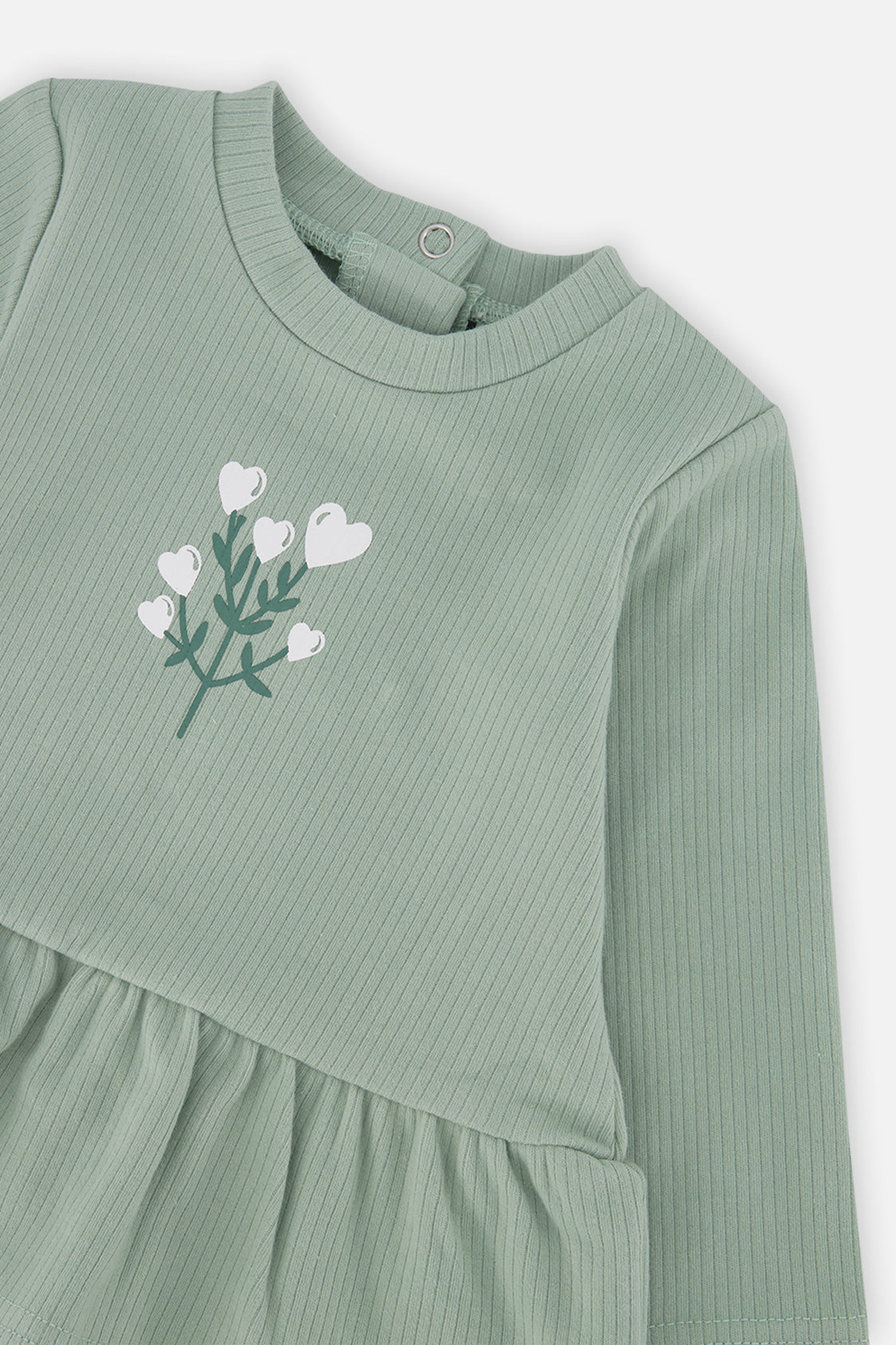 Organic Cotton Peplum Tunic And Legging Set Green And Beige Heart Print-3