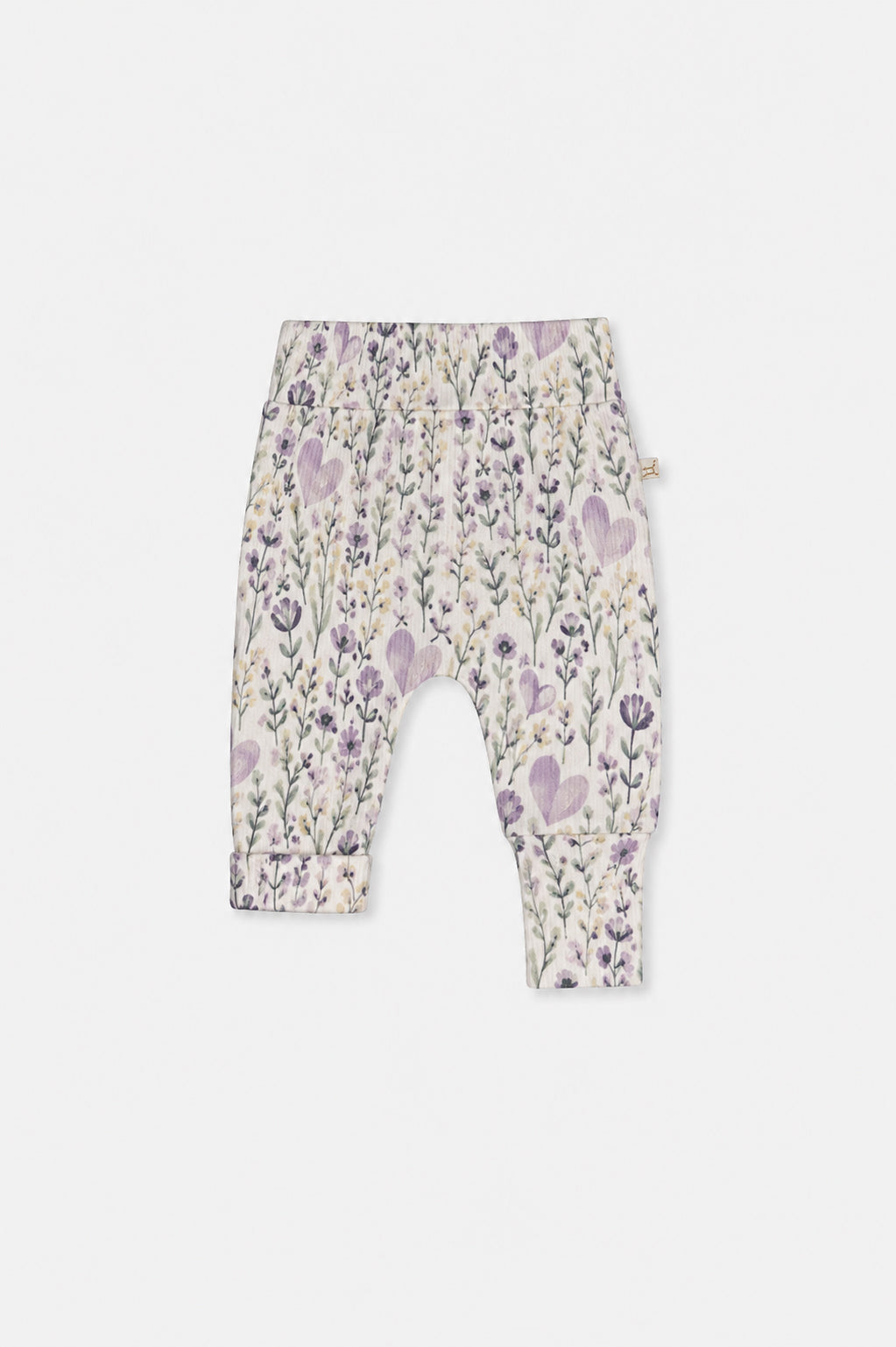 Organic Cotton Evolutive Pants Beige With Heart Print-0