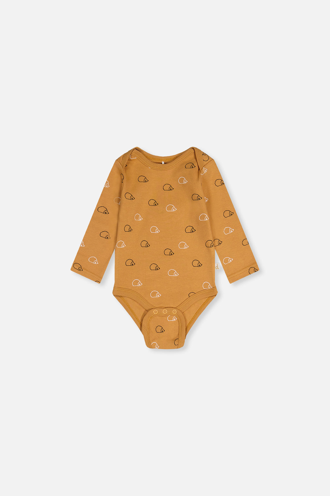 Three Pack Organic Cotton Onesie Brown Printed Hedgehogs-1
