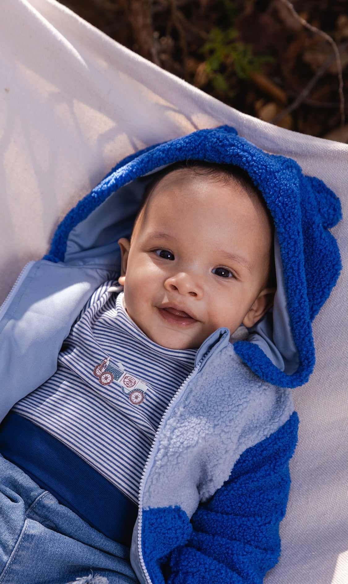 Sherpa Hooded Jacket Blue-1