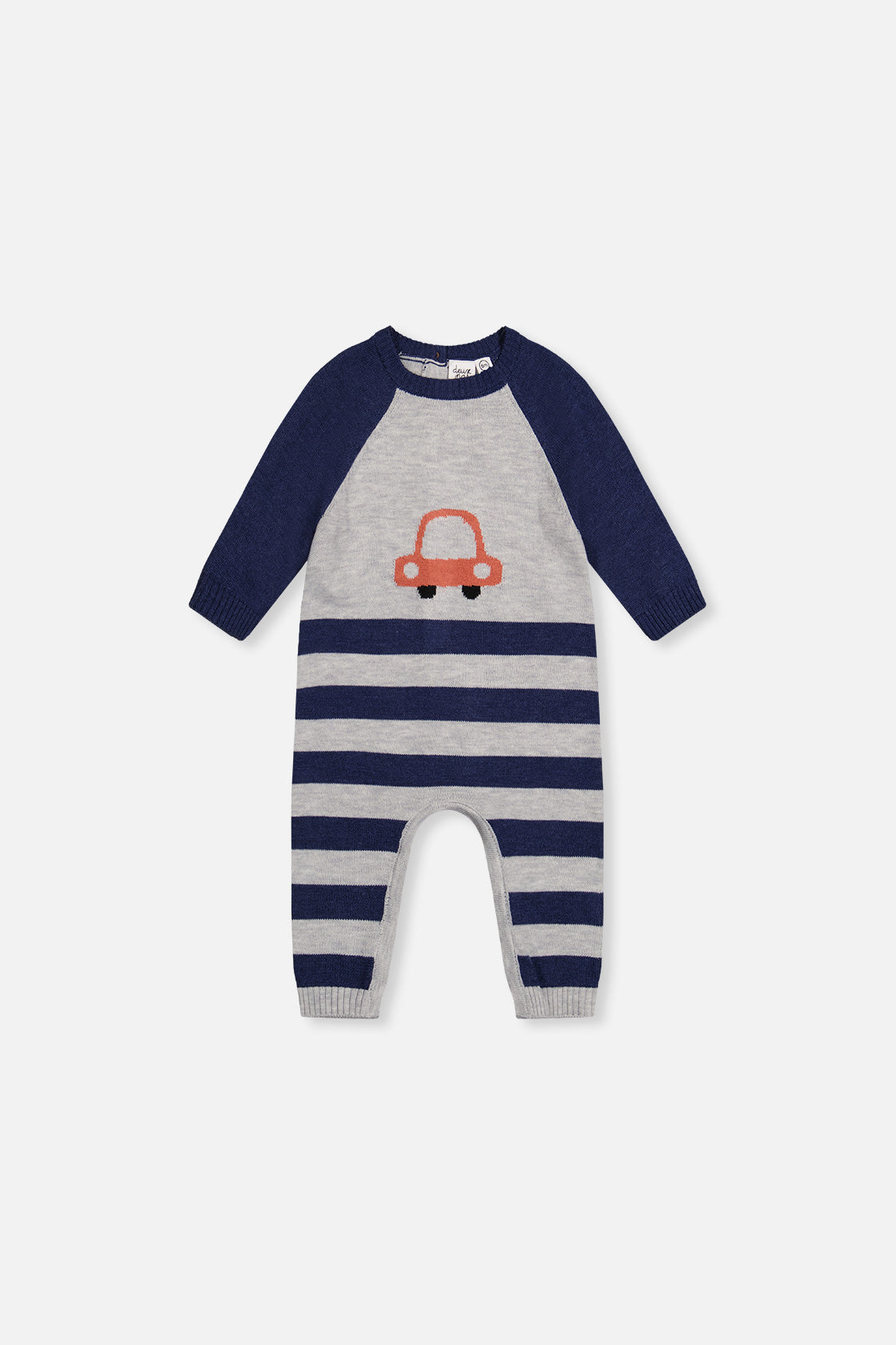 Knitted Intarsia Romper Blue And Orange-0