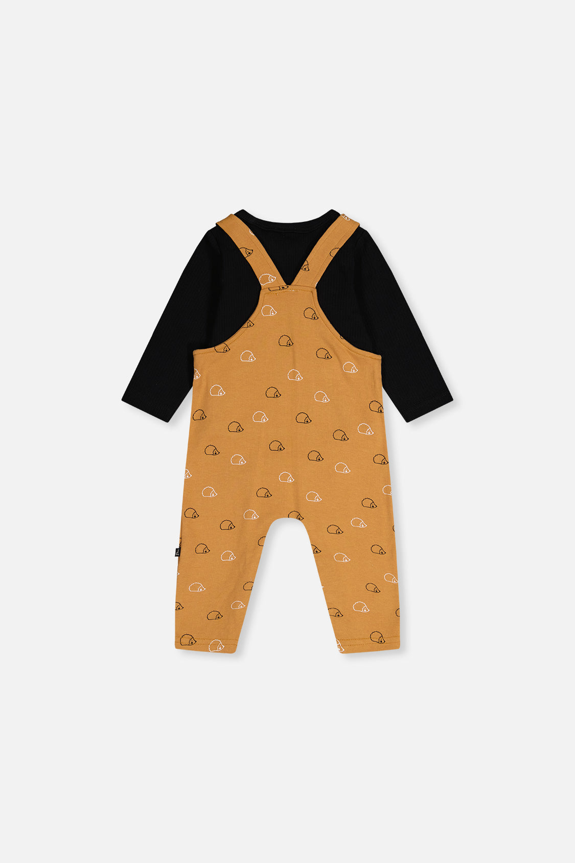 Organic Cotton Onesie With Overalls Set Black And Brown-2