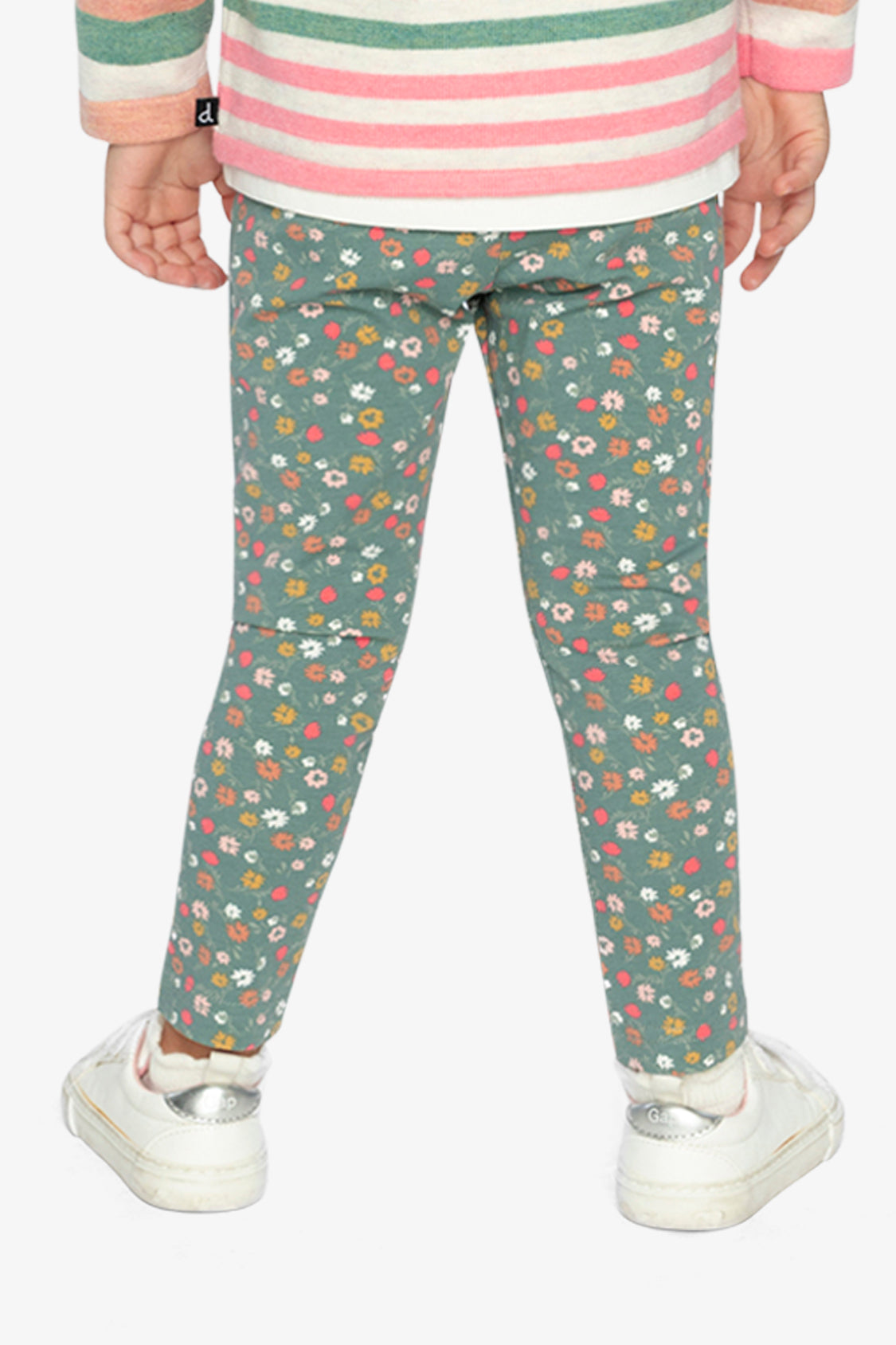 Deux par Deux Organic Cotton Leggings Green Floral Print