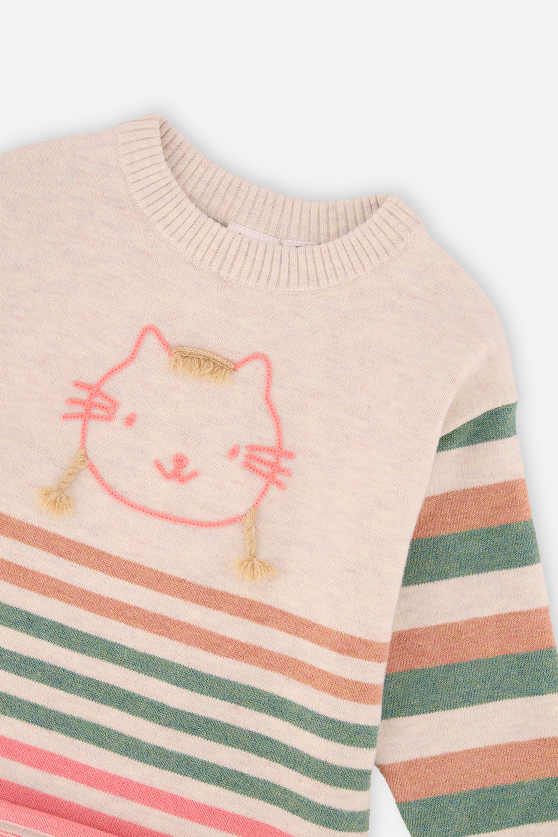 Deux par Deux off-white cat appliqué sweater, additional view