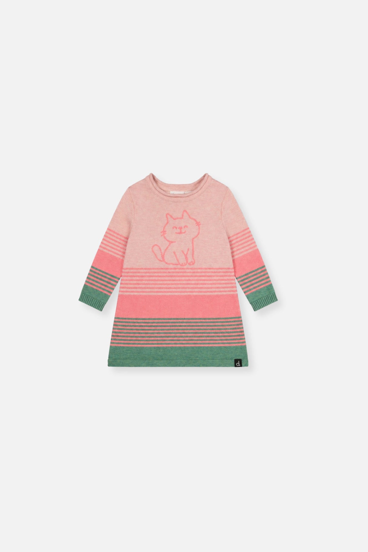Baby Knitted Stripe Dress Very Pale Pink And Green-0