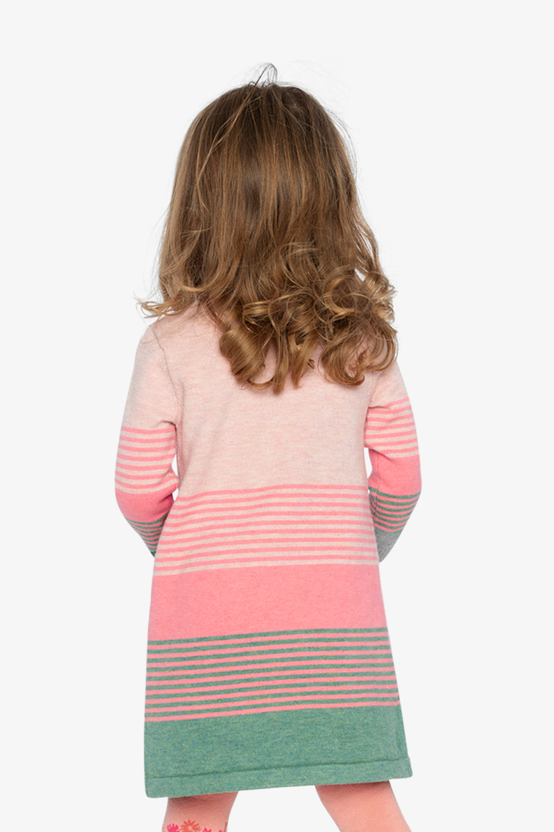 Knitted Stripe Dress Very Pale Pink And Green-4