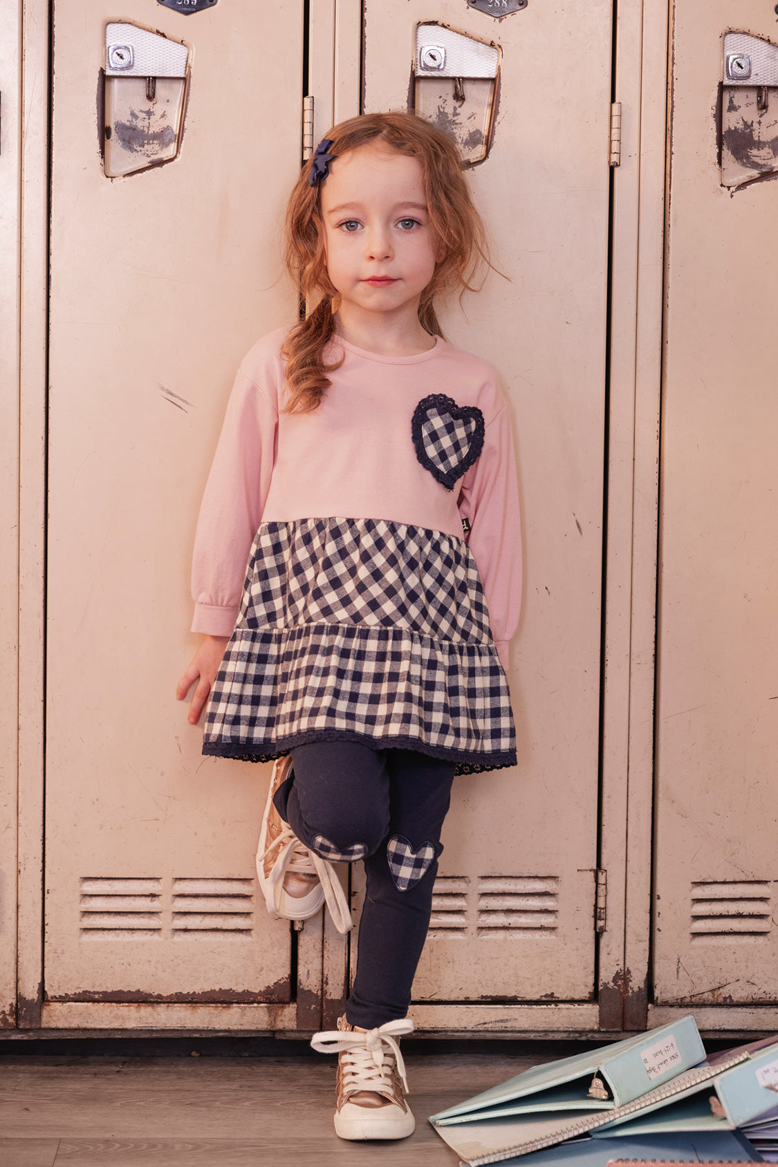 Tunic And Leggings Set Pale Dusty Pink And Navy-1