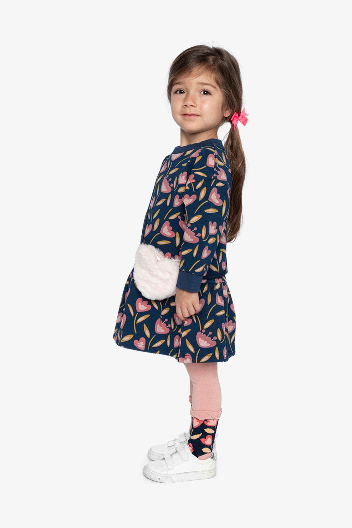 French Terry Dress Blue Tulip Print-3