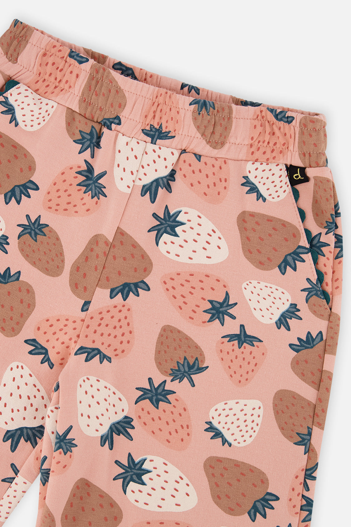 Deux par Deux Wide Leg Sweatpants Pink Strawberry Print