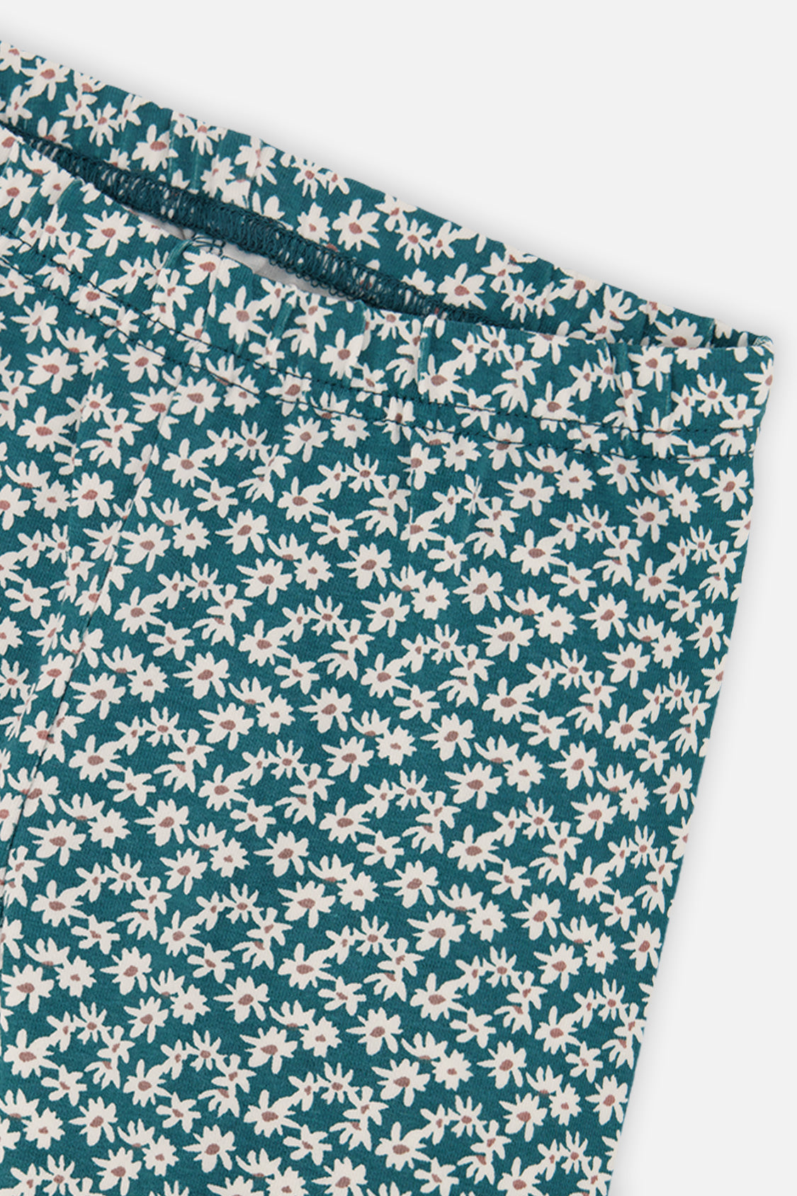 Deux par Deux Organic Cotton Leggings Green Daisy Print
