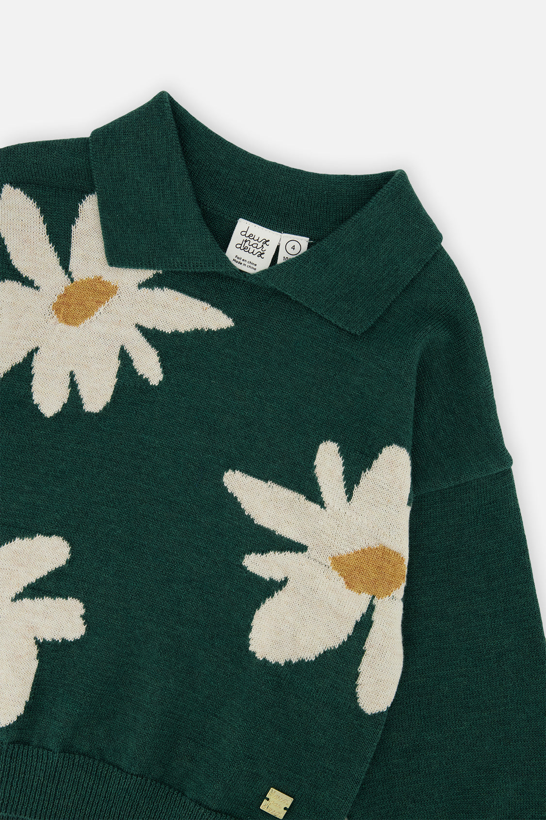 Deux par Deux Knitted Sweater Jasper Printed Green