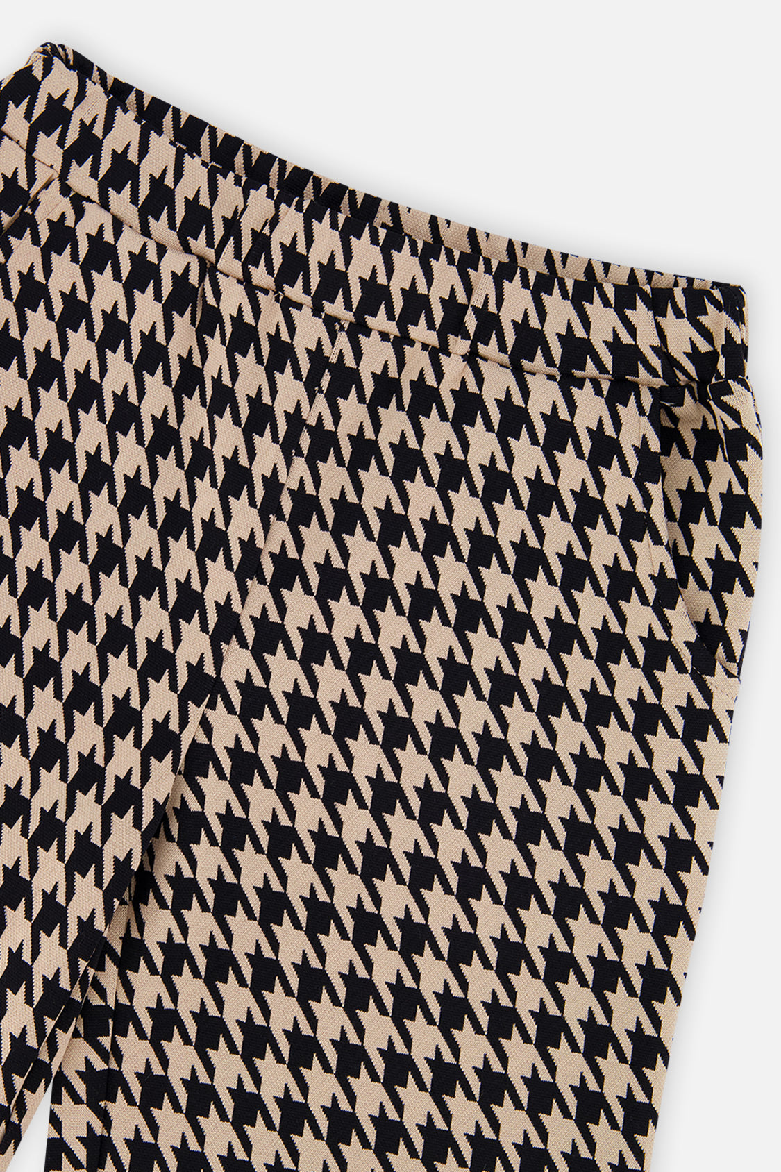 Deux par Deux Flare Pants Black And Beige Houndstooth