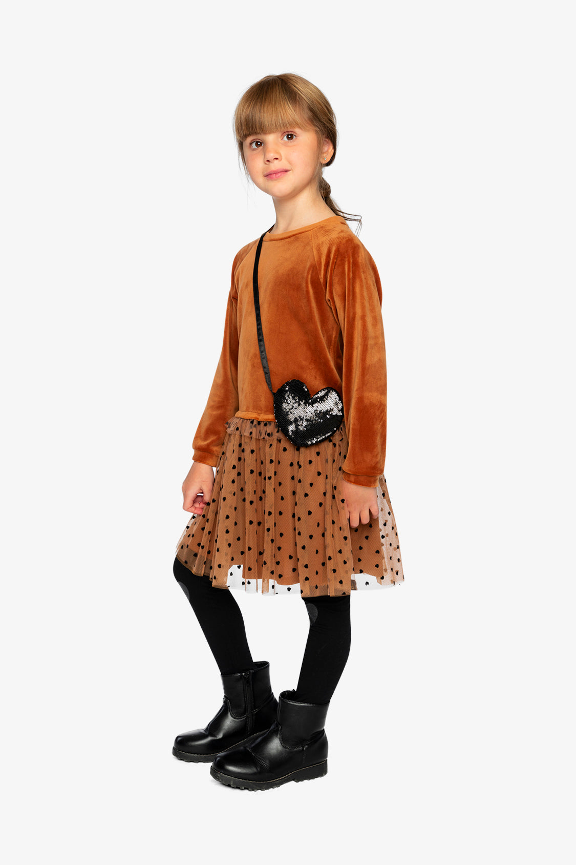 Bi-Material Dress Brown-3