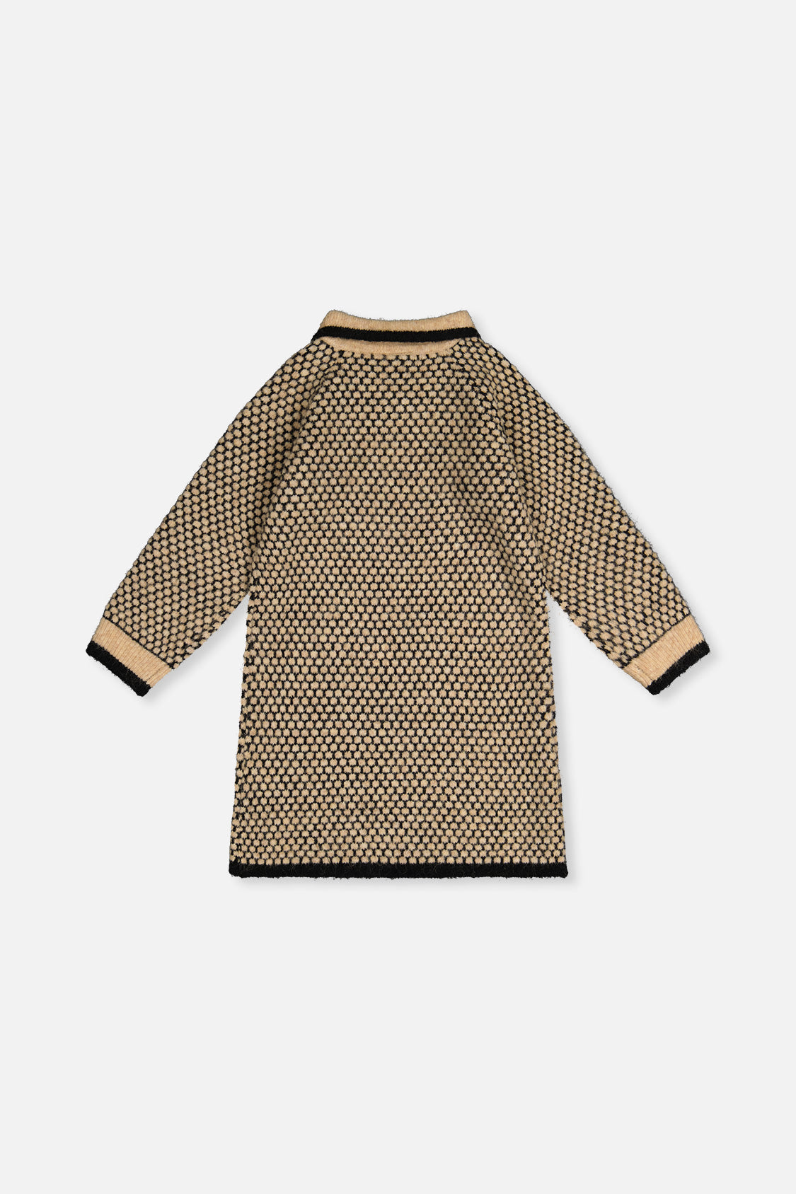 Knit Dress With Collar Beige And Black-4