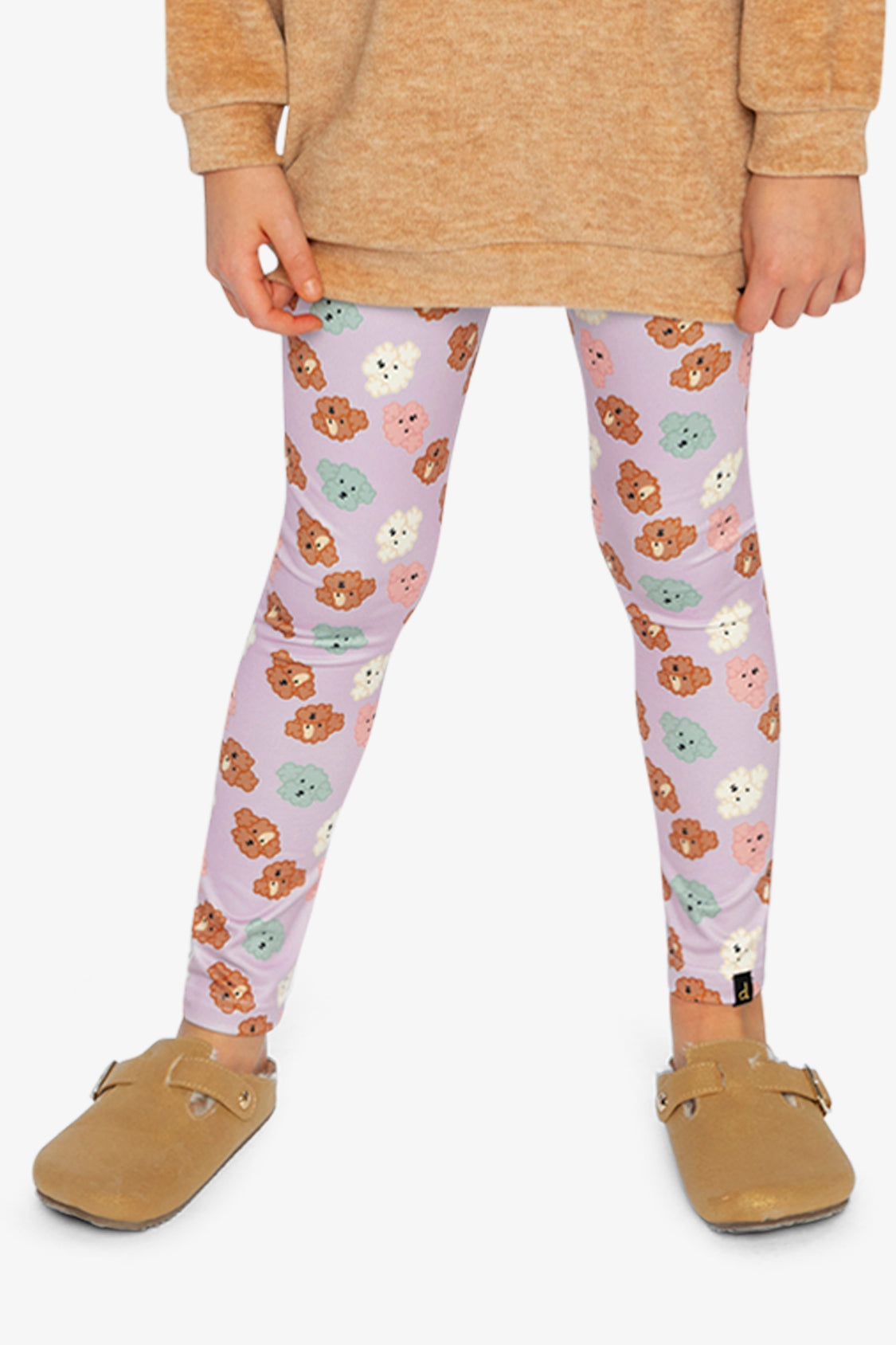 Organic Cotton Leggings Purple Poodle Print-1