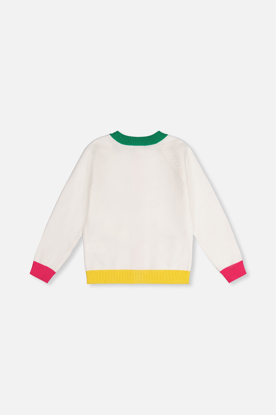 Deux par Deux Knitted Cardigan Off-White, Green And Pink