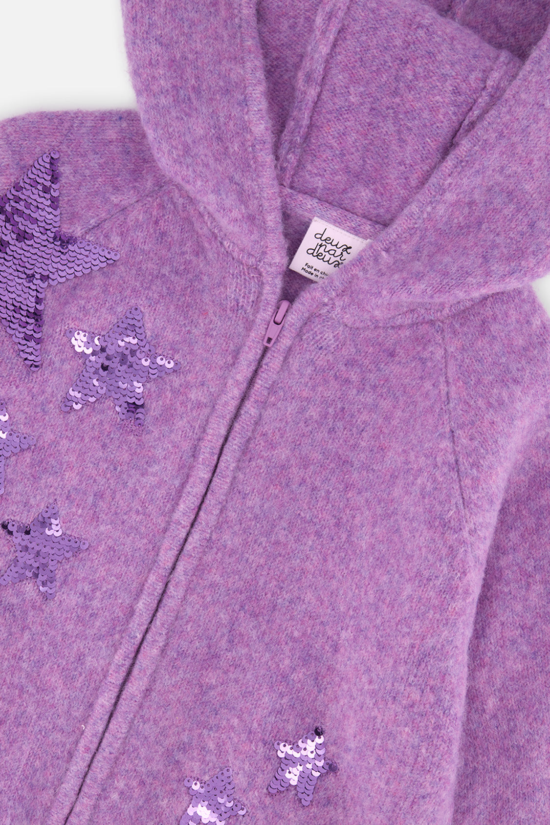 Deux par Deux Hooded Knitted Cardigan Violet