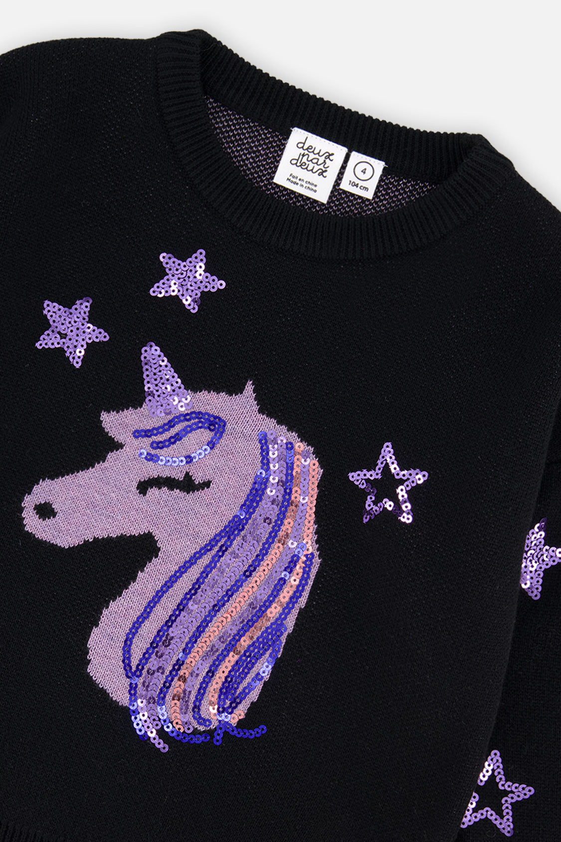 Deux par Deux Knitted Sweater Black And Mauve