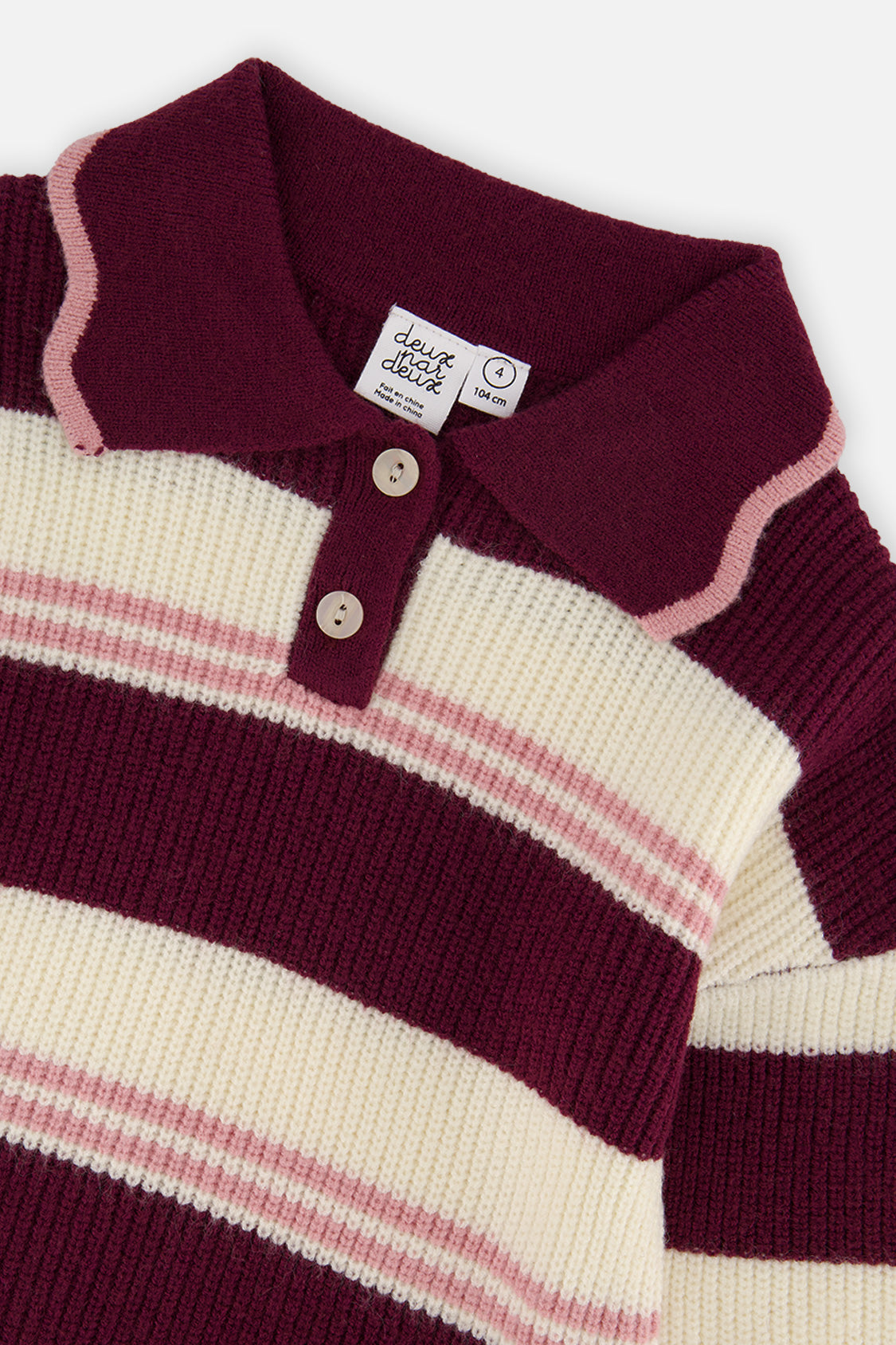 Deux par Deux red and white scalloped collar sweater, second alternate view