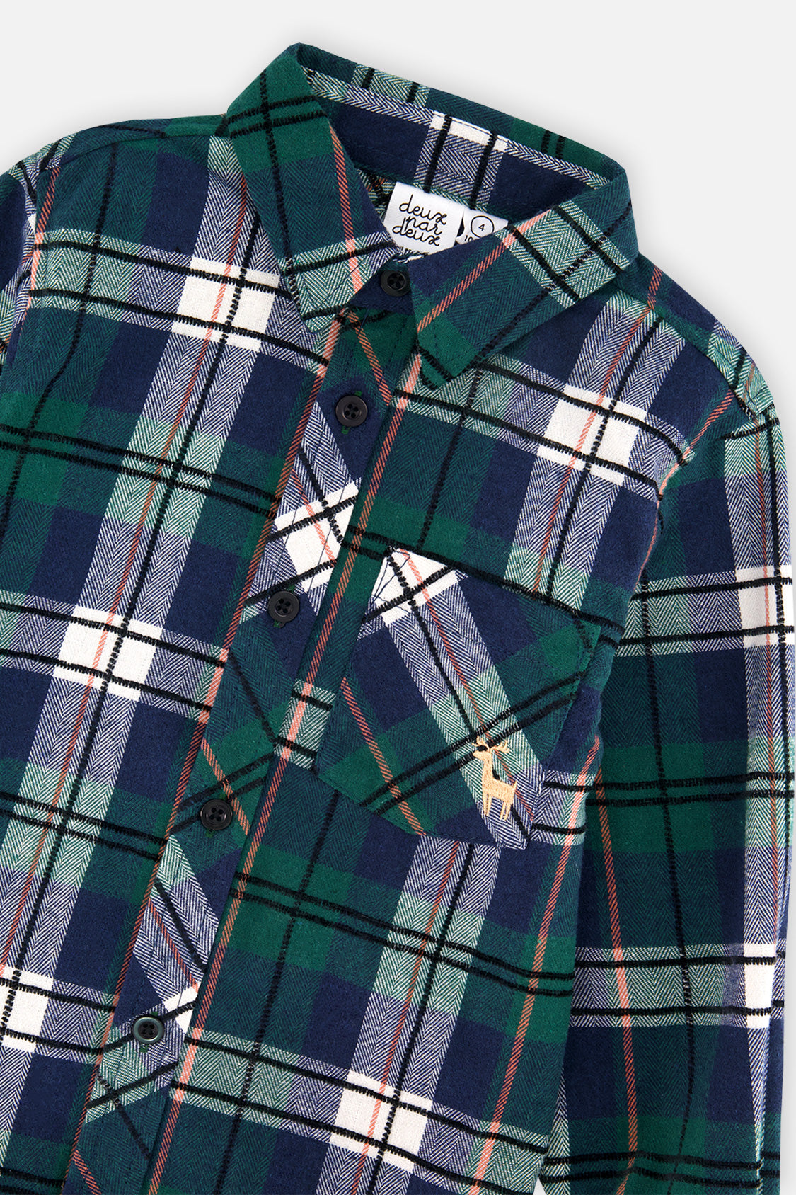 Deux par Deux Plaid Shirt Blue And Green
