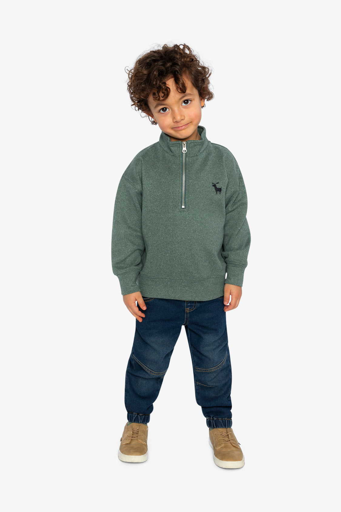 Half Zip Mock Neck Sweater Dark Green-4