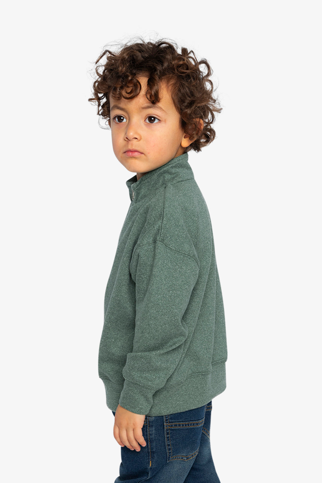 Half Zip Mock Neck Sweater Dark Green-2