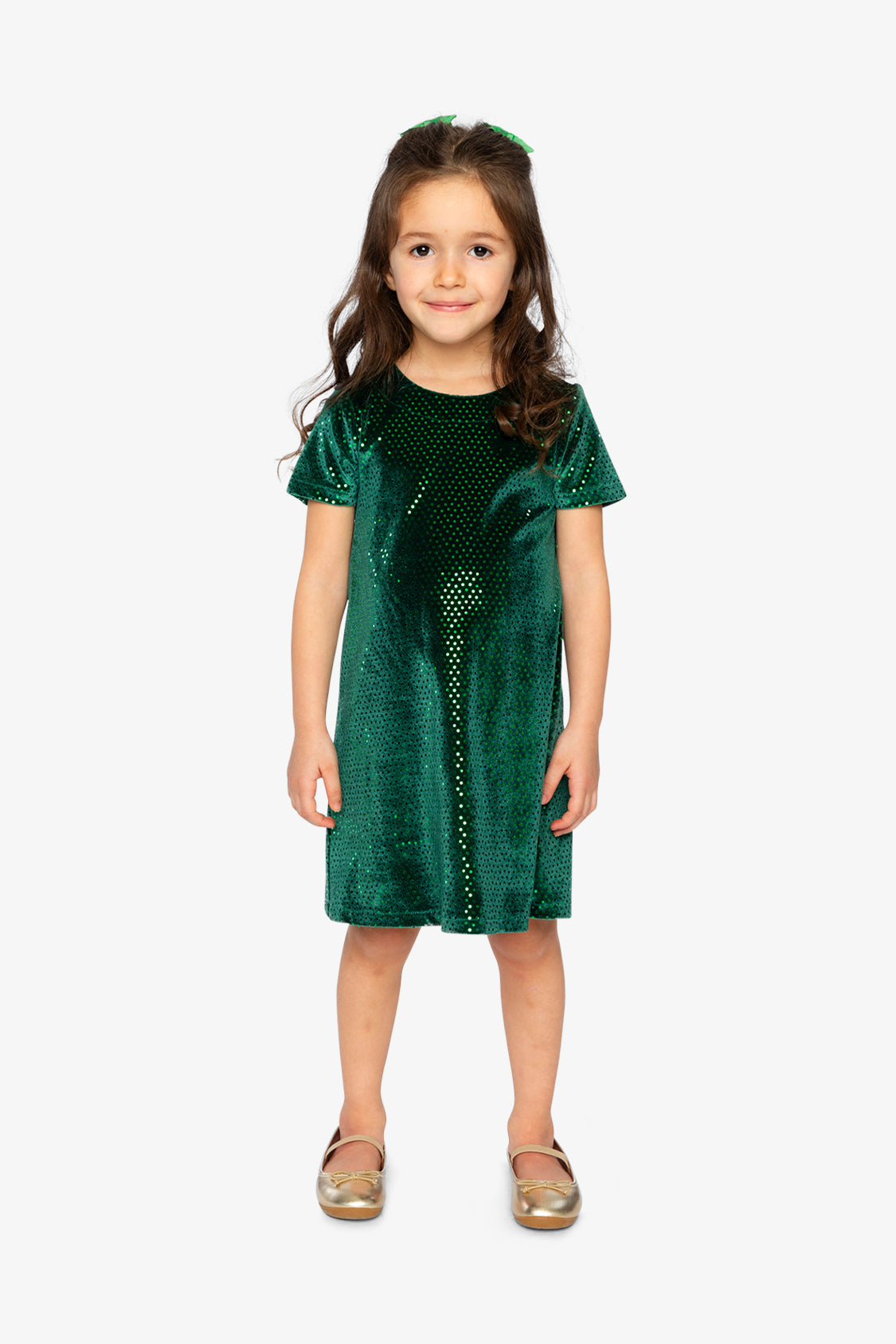 Short Sleeve A Line Dress Green Forest-1