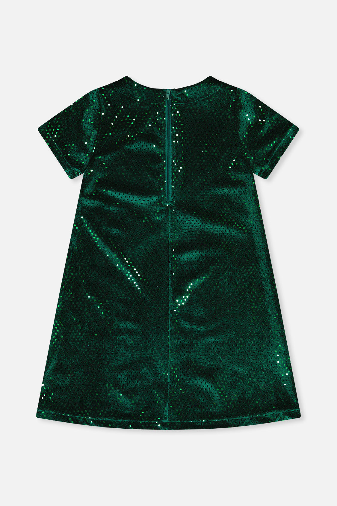 Short Sleeve A Line Dress Green Forest-4